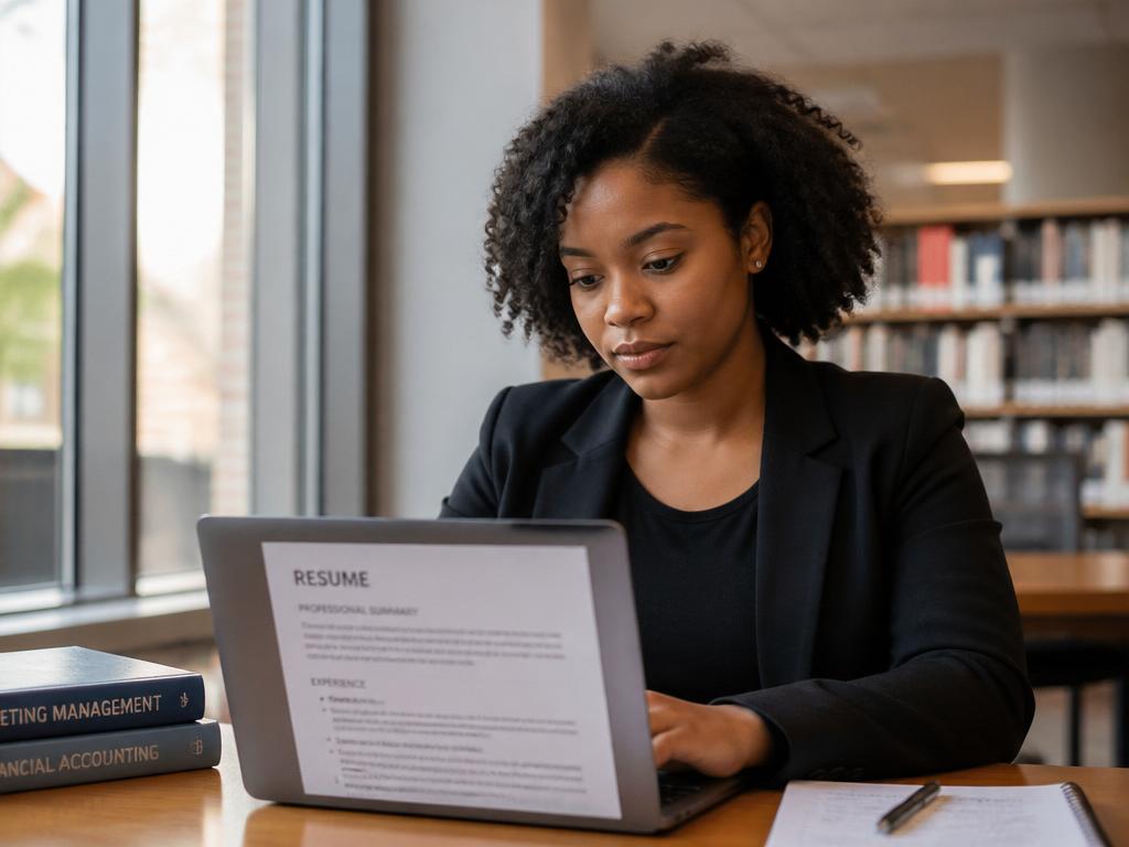 A young woman studying and preparing for her career